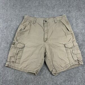 Wrangler Cargo Shorts Mens 34 Khaki Tan Cotton Utility Outdoor Workwear